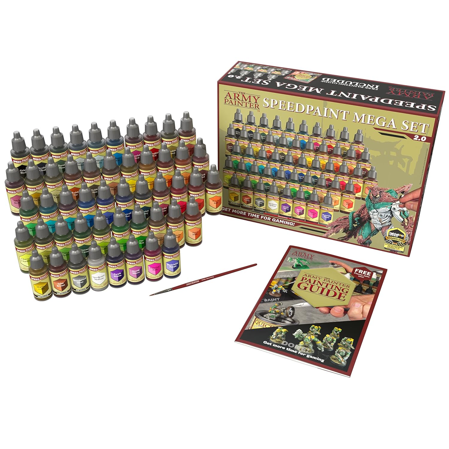The Army Painter Speedpaint Mega Set 2.0 Combo - 50 Flacons De Peinture Acrylique De 18ml, Incl. 1 Palette De Peinture Et 2 Pinceaux De Peinture De L'armée : Base Et Pinceau Speedpaint – Image 2