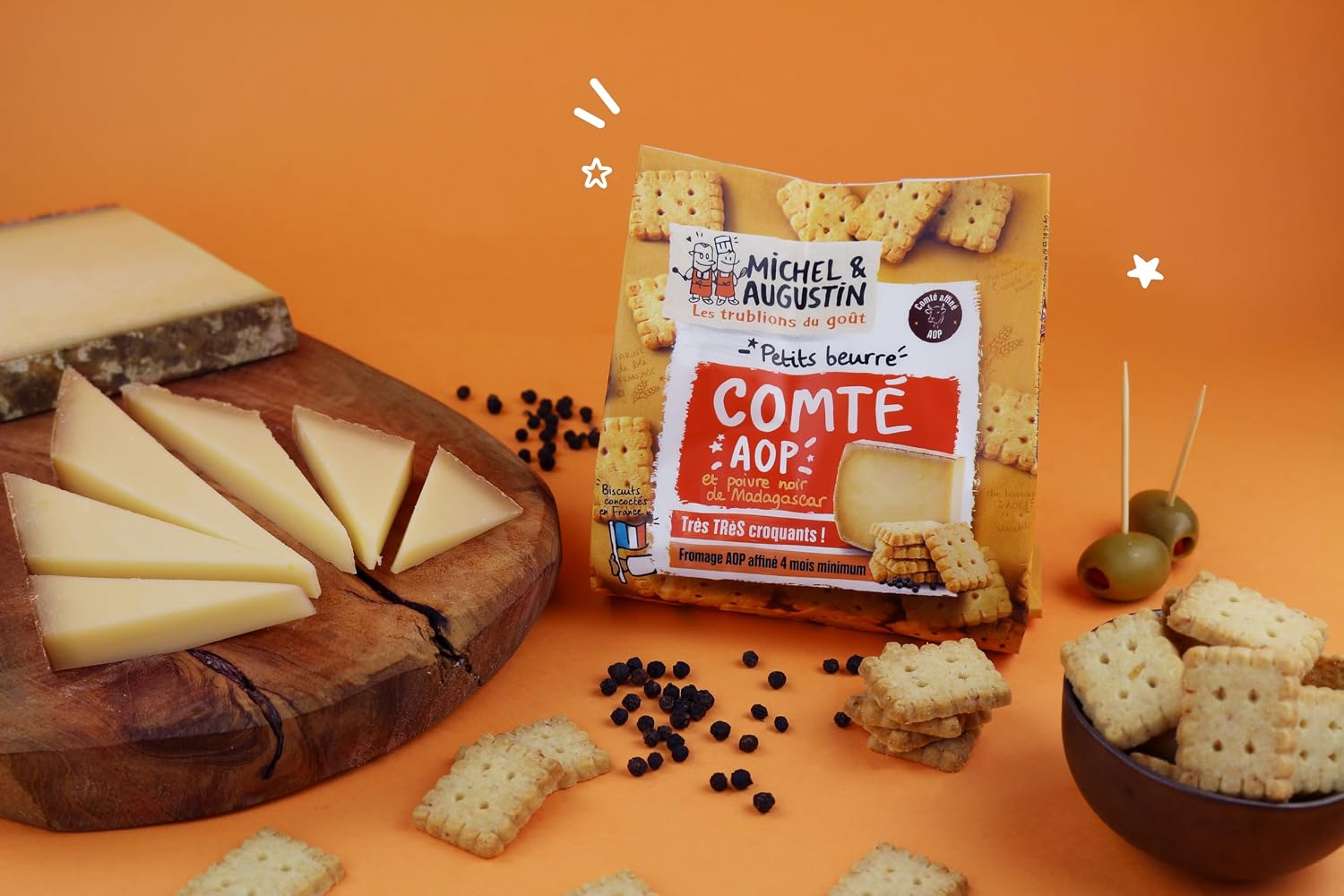 Michel & Augustin – Petits Beurre Salés au Comté AOP et Poivre Noir de Madagascar – Biscuits Apéritifs Gourmands – Fabriqués en France – 100g x 8 – Image 3