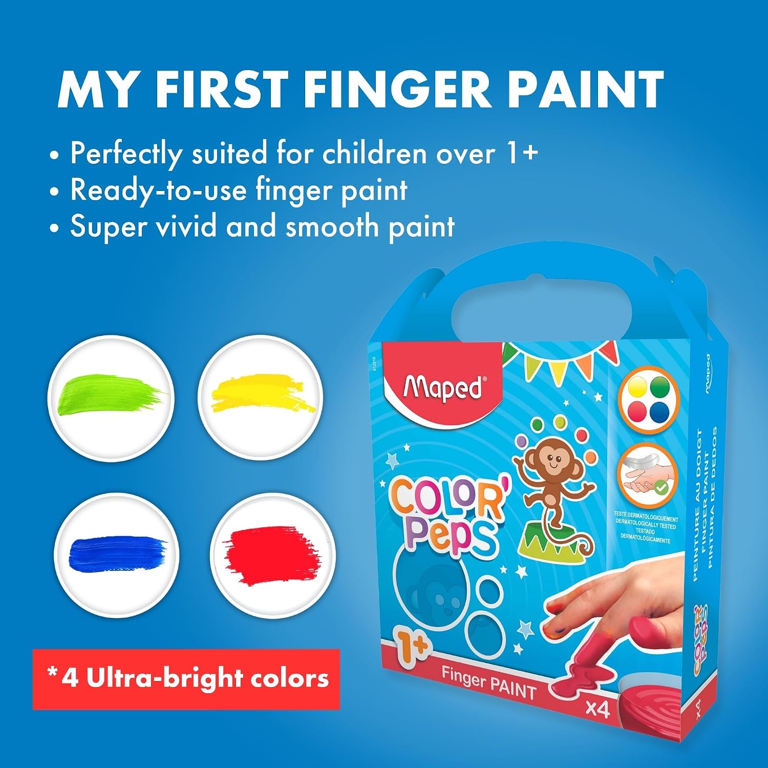 MAPED Color'Peps — 4 Pots de Peinture au Doigt 80 g – Image 2