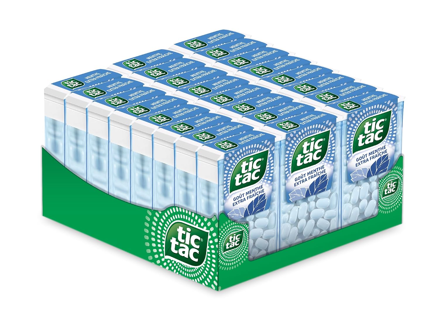 TicTac Goût Menthe Extra Fraiche - Bonbons frais sucrés - Format de Poche - 24 boites x 18g
