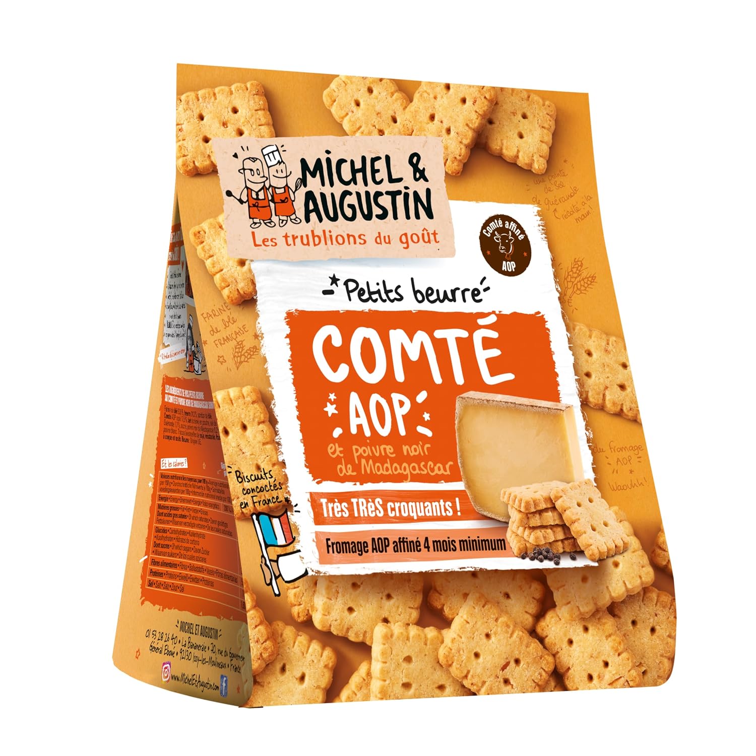 Michel & Augustin – Petits Beurre Salés au Comté AOP et Poivre Noir de Madagascar – Biscuits Apéritifs Gourmands – Fabriqués en France – 100g x 8 – Image 2