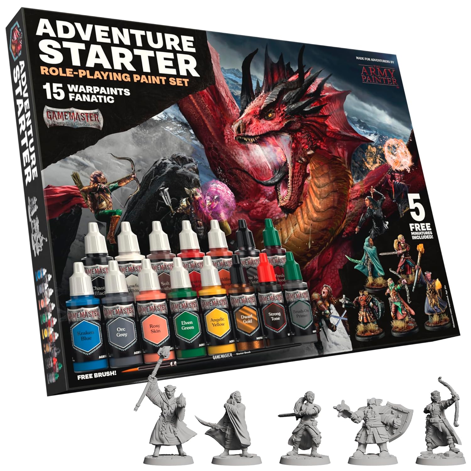 The Army Painter, GameMaster: Adventure Starter Role, 15 x 18ml Warpaints Fanatic peintures acryliques, incl. un Primer à appliquer au pinceau, 5 miniatures GRATUITES et 1 pinceau - Pour Warhammer – Image 34