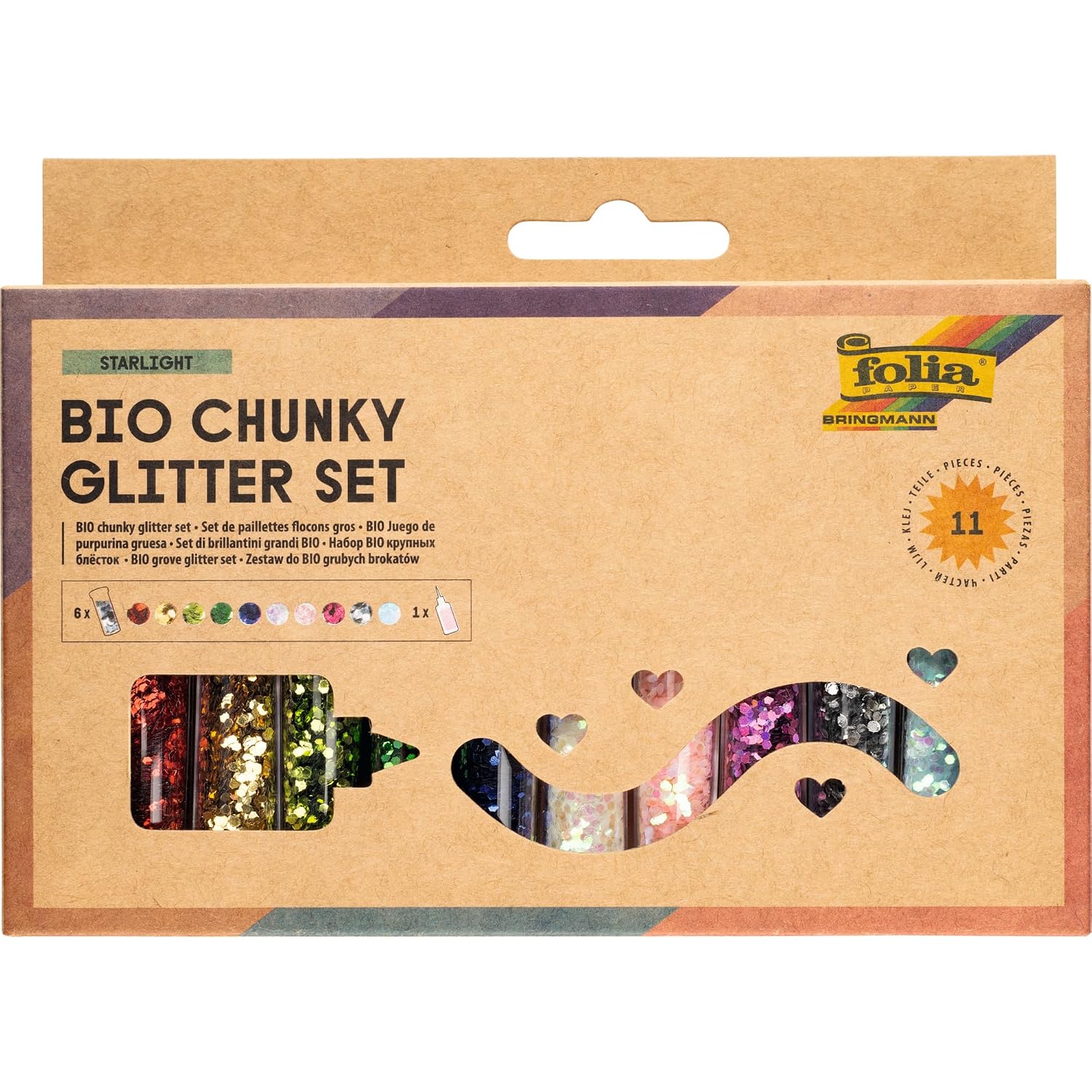 FOLIA Bio Chunky Glitter Set Starlight — paillettes, 10 boîtes