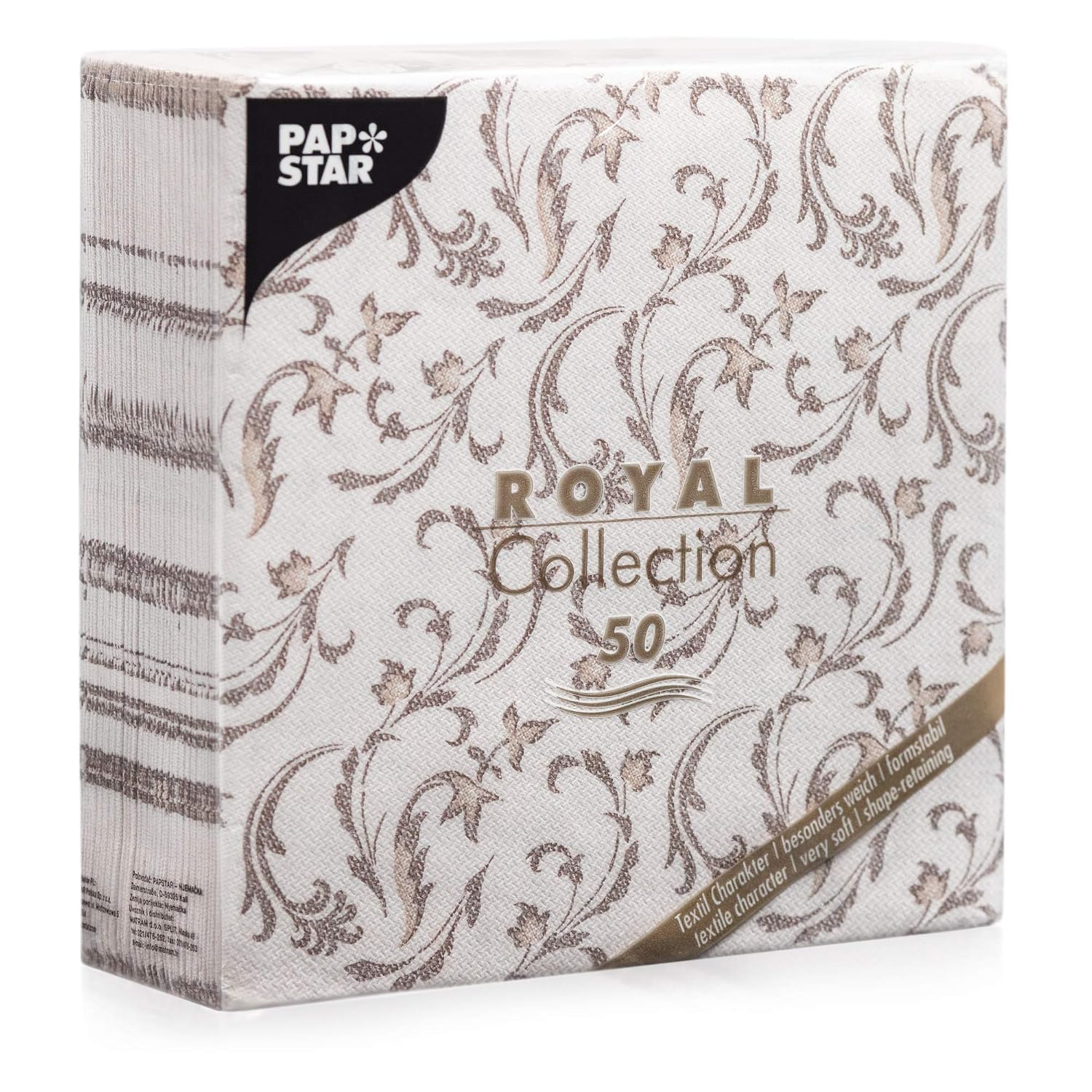 PAPSTAR Royal Collection — Lot de 50 serviettes en papier 40x40 cm