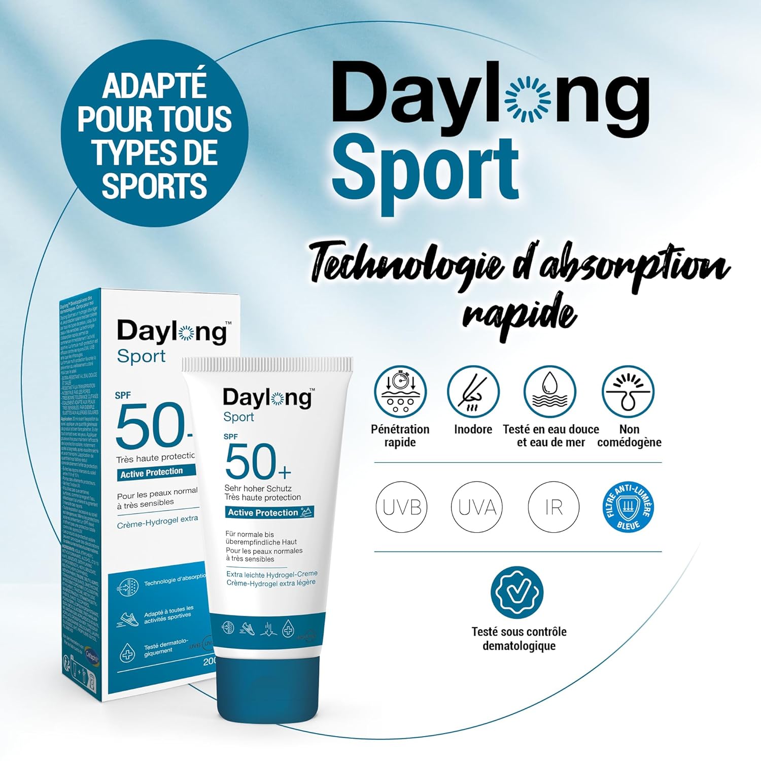 DAYLONG Sport Active — Crème Solaire SPF50+ 200ml – Image 5