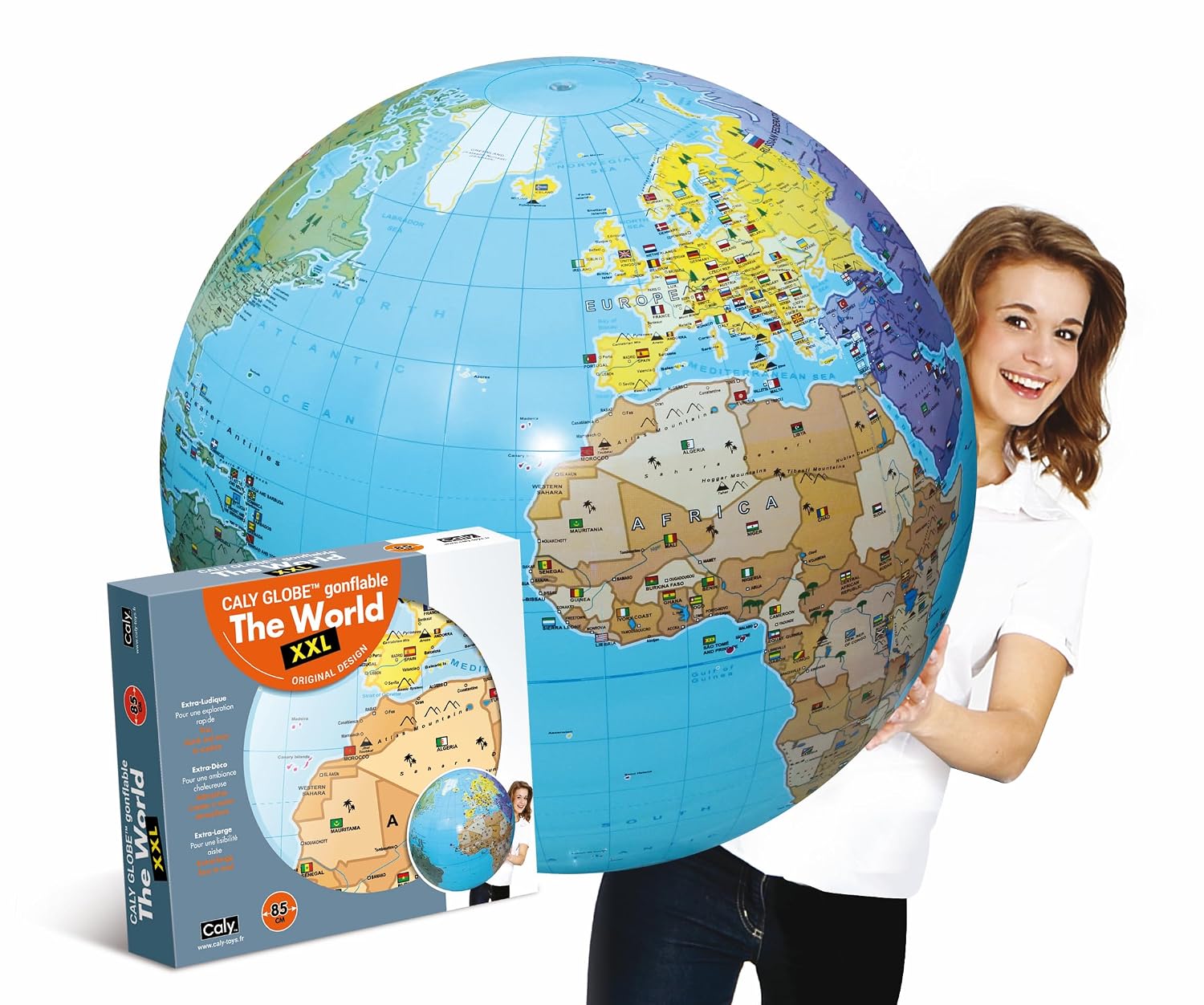 CALY — Globe gonflable The World XXL 85 cm en anglais
