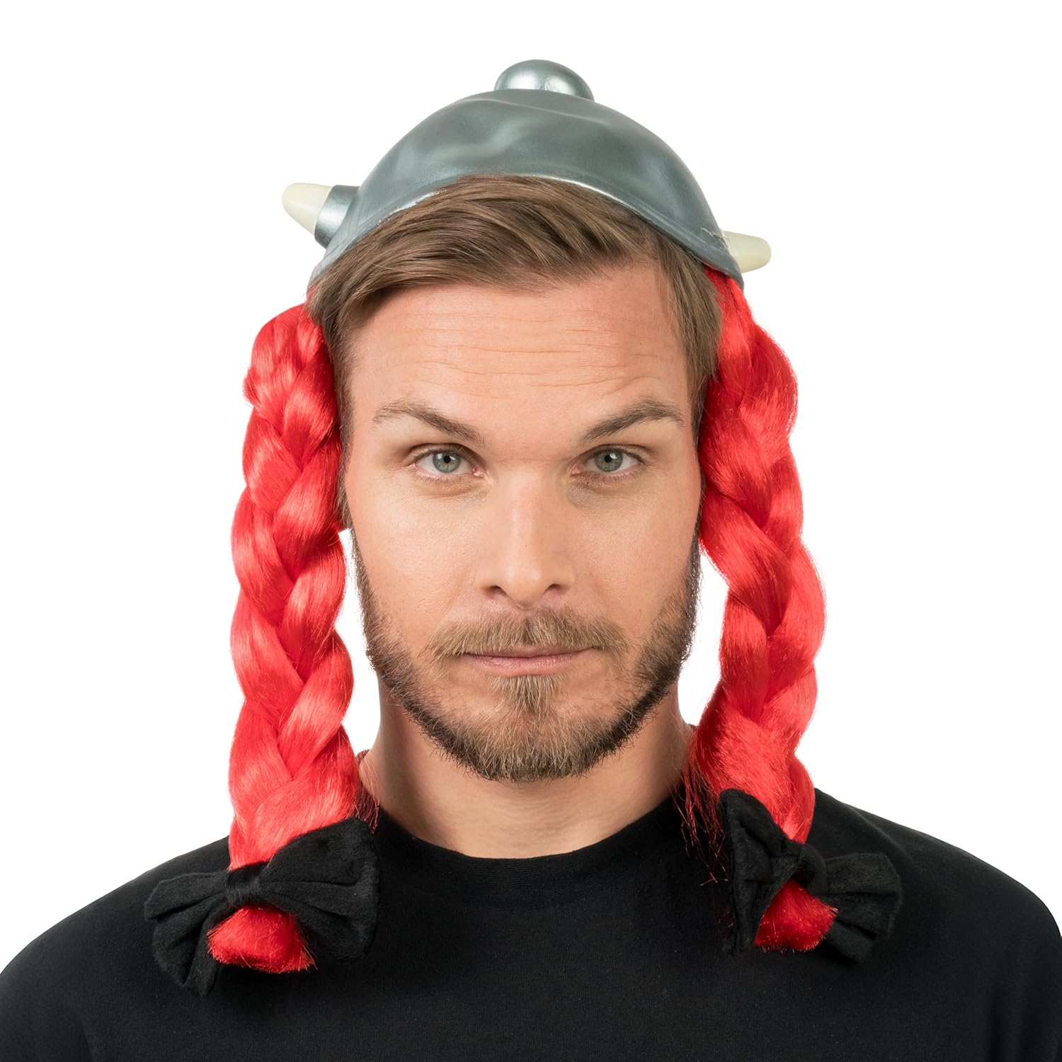 CHAKS — Casque Obélix en latex avec tresses rouges