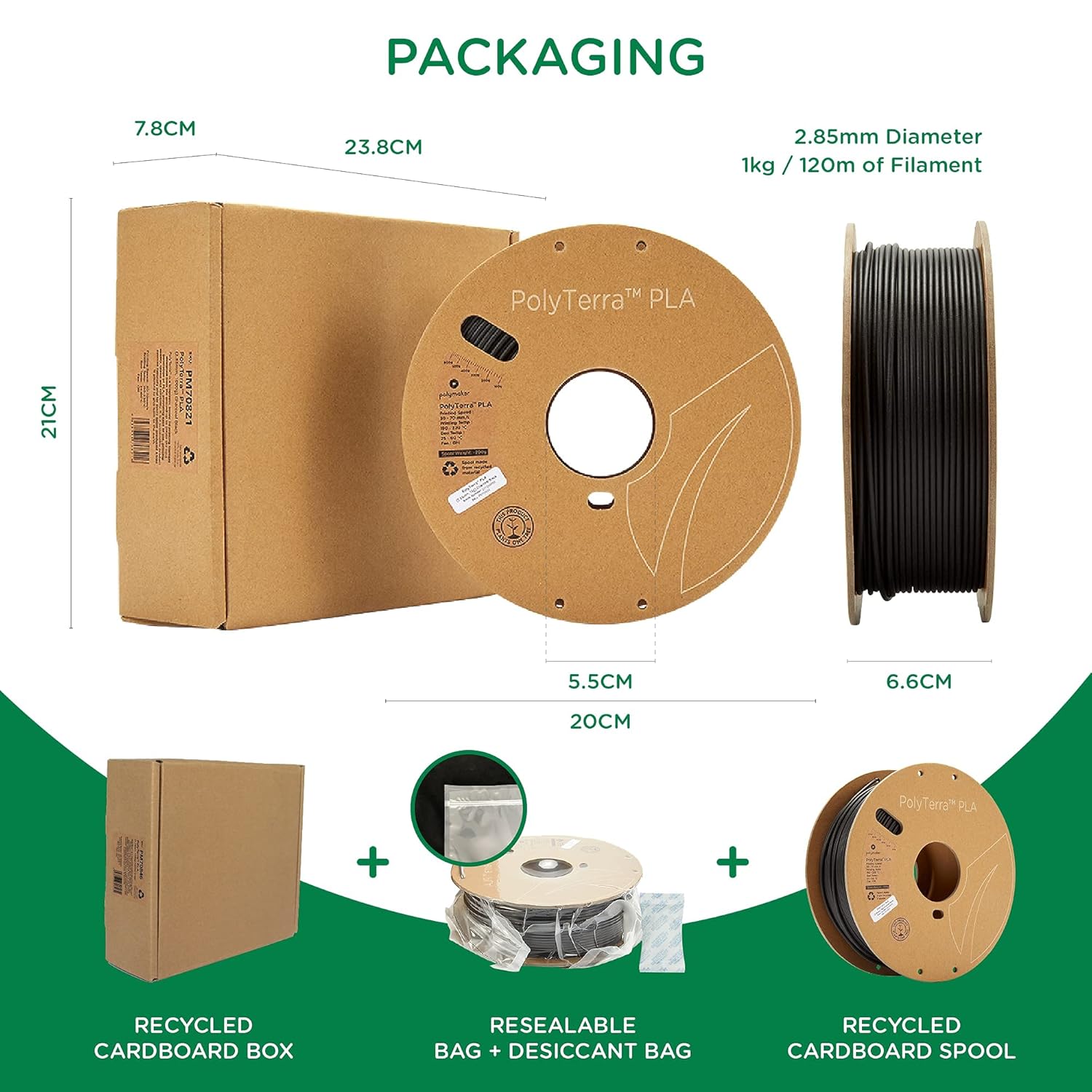 POLYMAKER PolyTerra — Filament PLA 2,85 mm 1kg rouge mat – Image 6