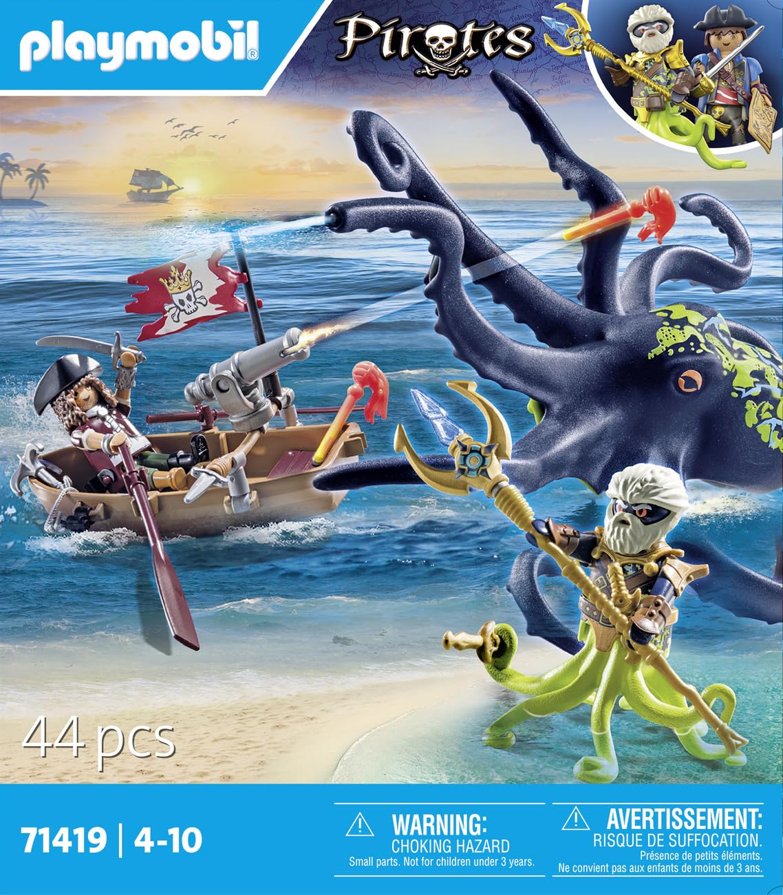 Playmobil 71419 Pirate avec Pieuvre géante, Comprend Deux Personnages, Une Pieuvre géante Qui pulvérise de l'eau, Un Bateau à rames et de Nombreux Accessoires, Univers Pirates, pour Enfants dès 4 Ans – Image 37