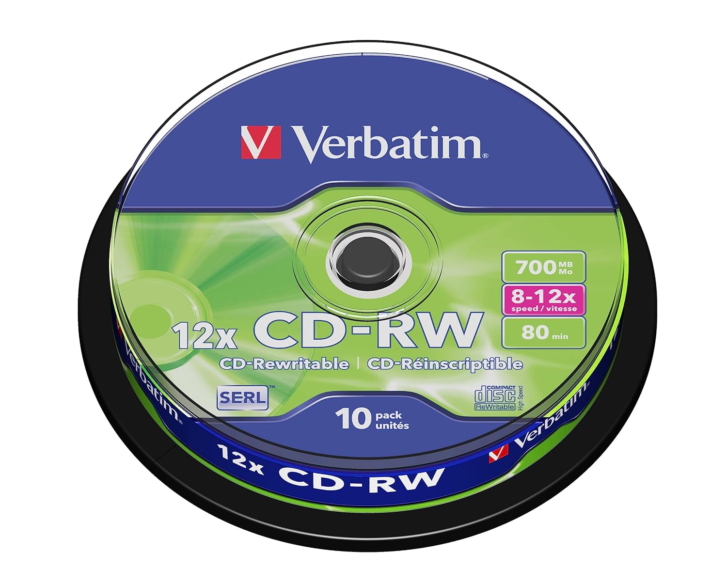 VERBATIM — Lot de 10 CD-RW 12x