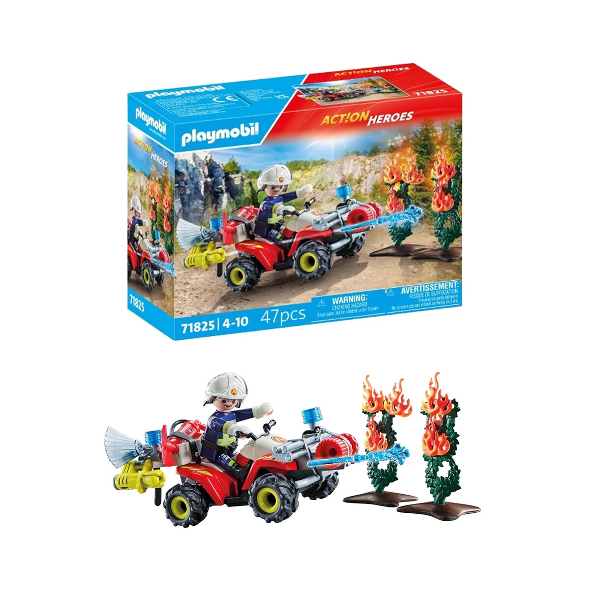 PLAYMOBIL Action Heroes — Quad de pompiers avec canon à eau