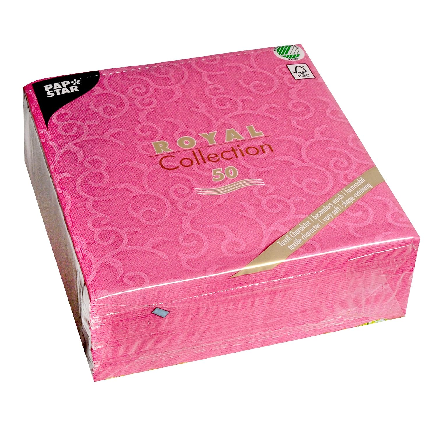 PAPSTAR Casali — Lot de 50 serviettes 40 x 40 cm fuchsia