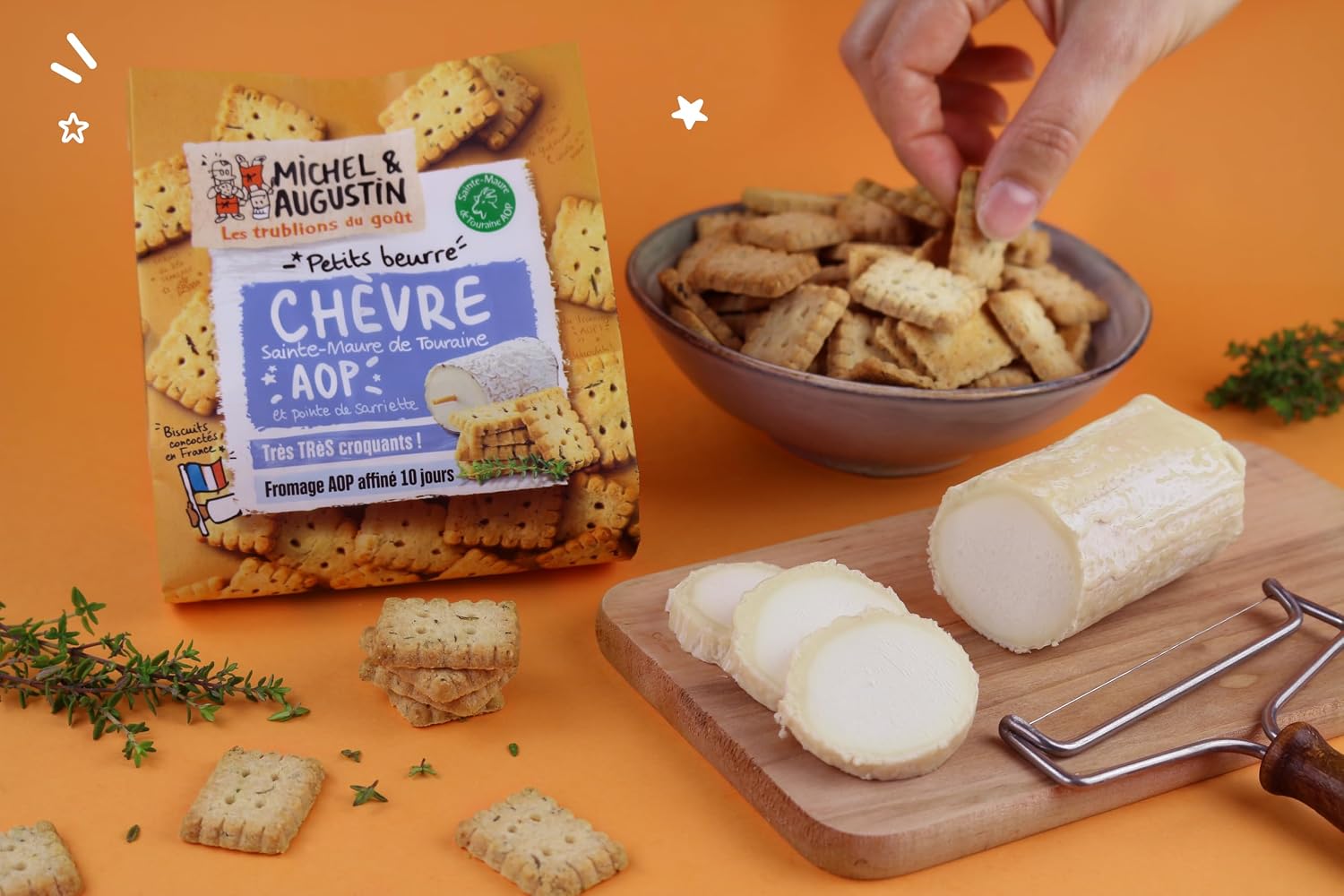 Michel et Augustin – Petits Gâteaux Sec Apéritifs au Chèvre Sainte-Maure de Touraine AOP et Sarriette – Biscuits Salés Gourmands – Fabriqués en France – 100g x 8 – Image 3
