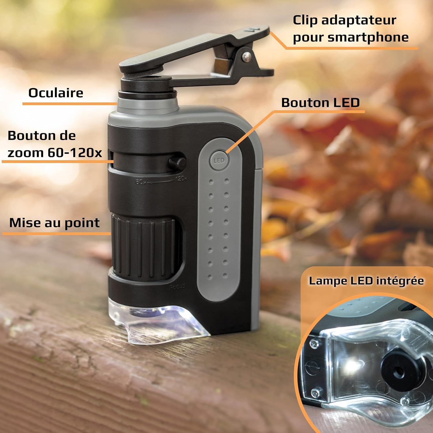 CARSON MicroBrite Pro — Microscope de poche LED avec clip smartphone – Image 9