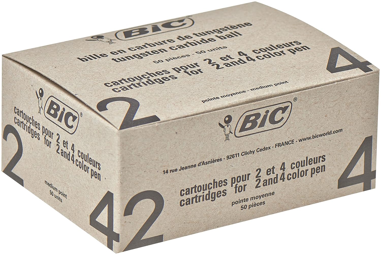 BIC 4 Couleurs - Recharges pour Stylo-Bille - Pointe Moyenne (1,0 mm) – Encre Rouge, Lot Economique de 50 – Image 8