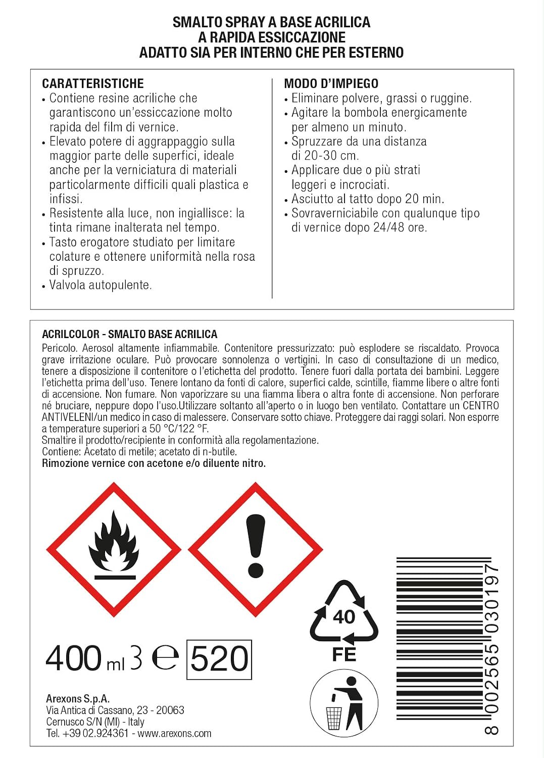 AREXONS — Spray émail acrylique orange 400 ml – Image 4