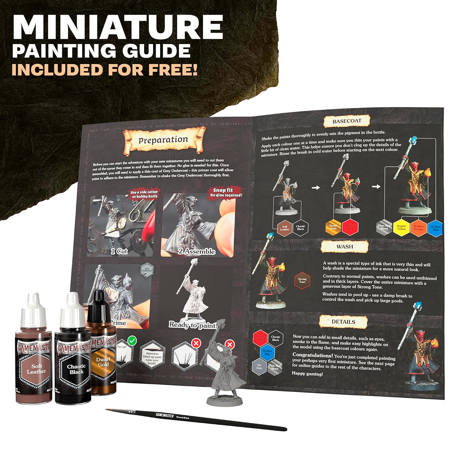 The Army Painter, GameMaster: Adventure Starter Role, 15 x 18ml Warpaints Fanatic peintures acryliques, incl. un Primer à appliquer au pinceau, 5 miniatures GRATUITES et 1 pinceau - Pour Warhammer – Image 13