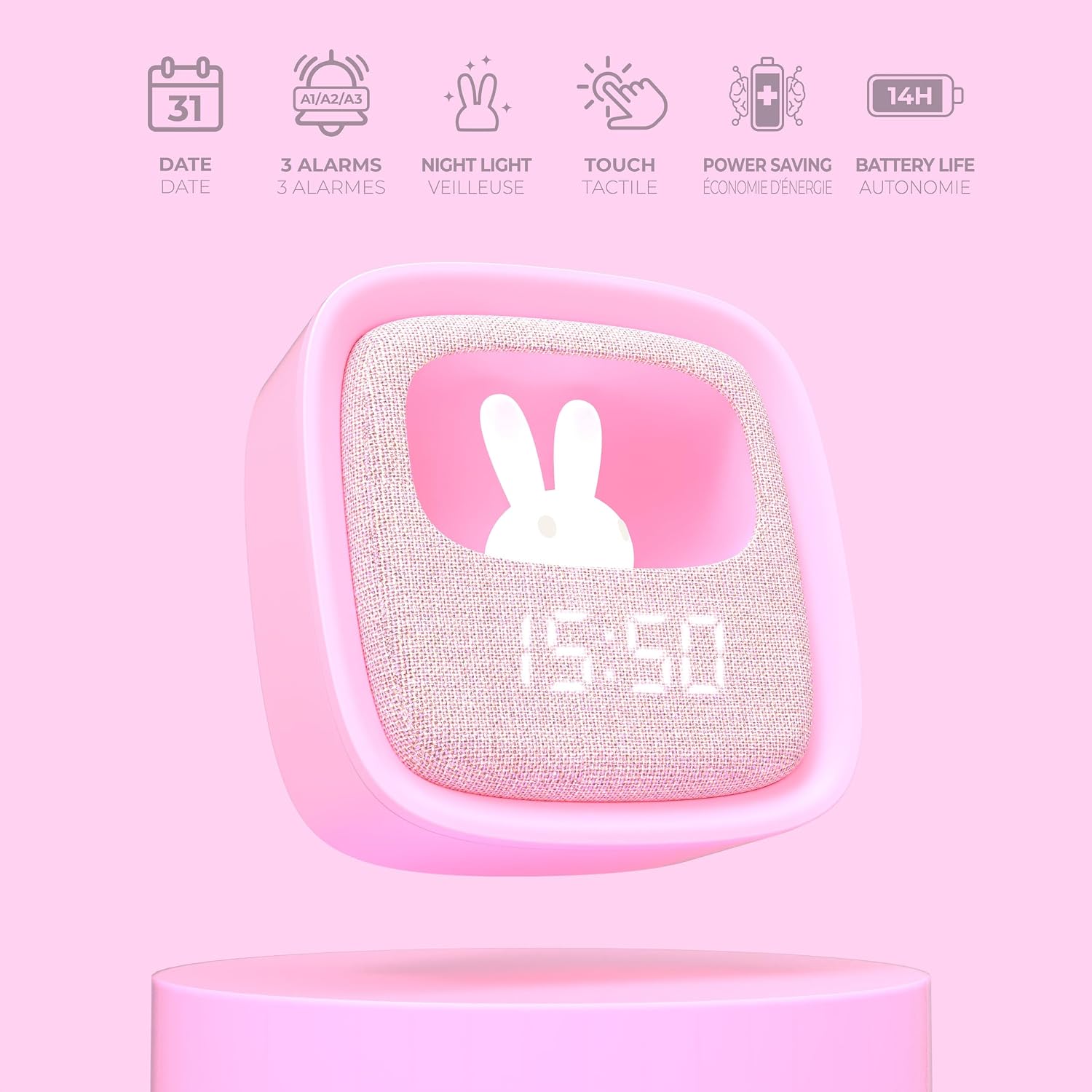 MOB Billy Clock — Réveil veilleuse enfant motif lapin – Image 4