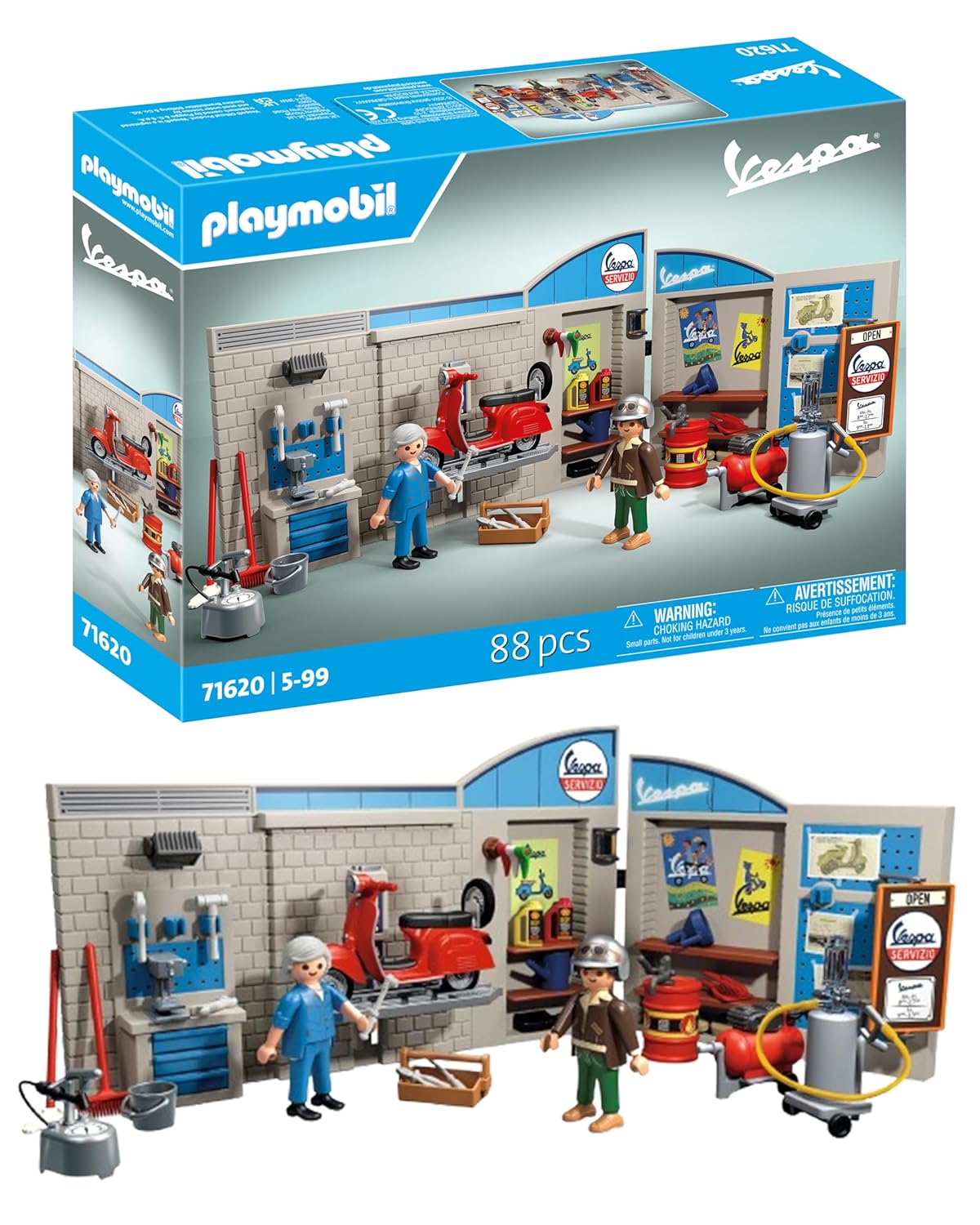 PLAYMOBIL 71620 — Garage Vespa 60s avec 2 personnages – Image 37