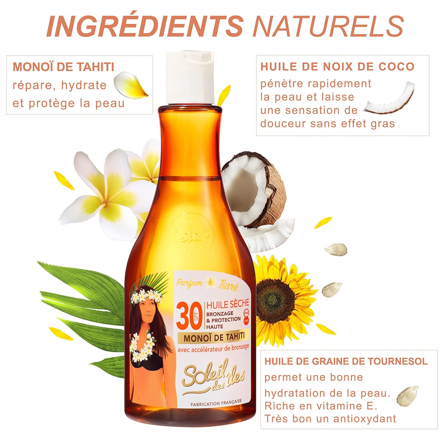 SOLEIL DES ÎLES — Huile sèche bronzage SPF 30 parfum Tiaré – Image 5