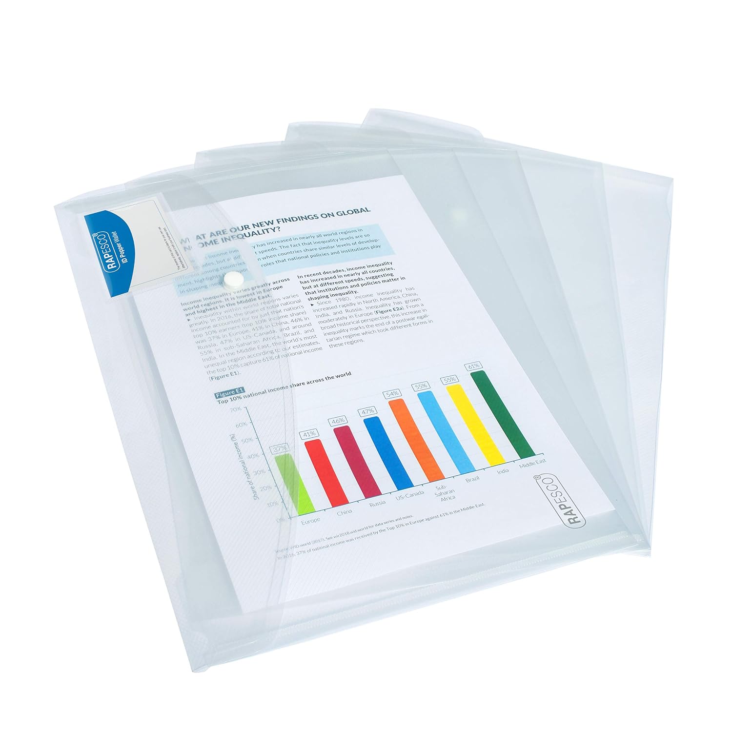 RAPESCO ECO — Pochettes à Bouton Pression A4 Transparent x5 – Image 3