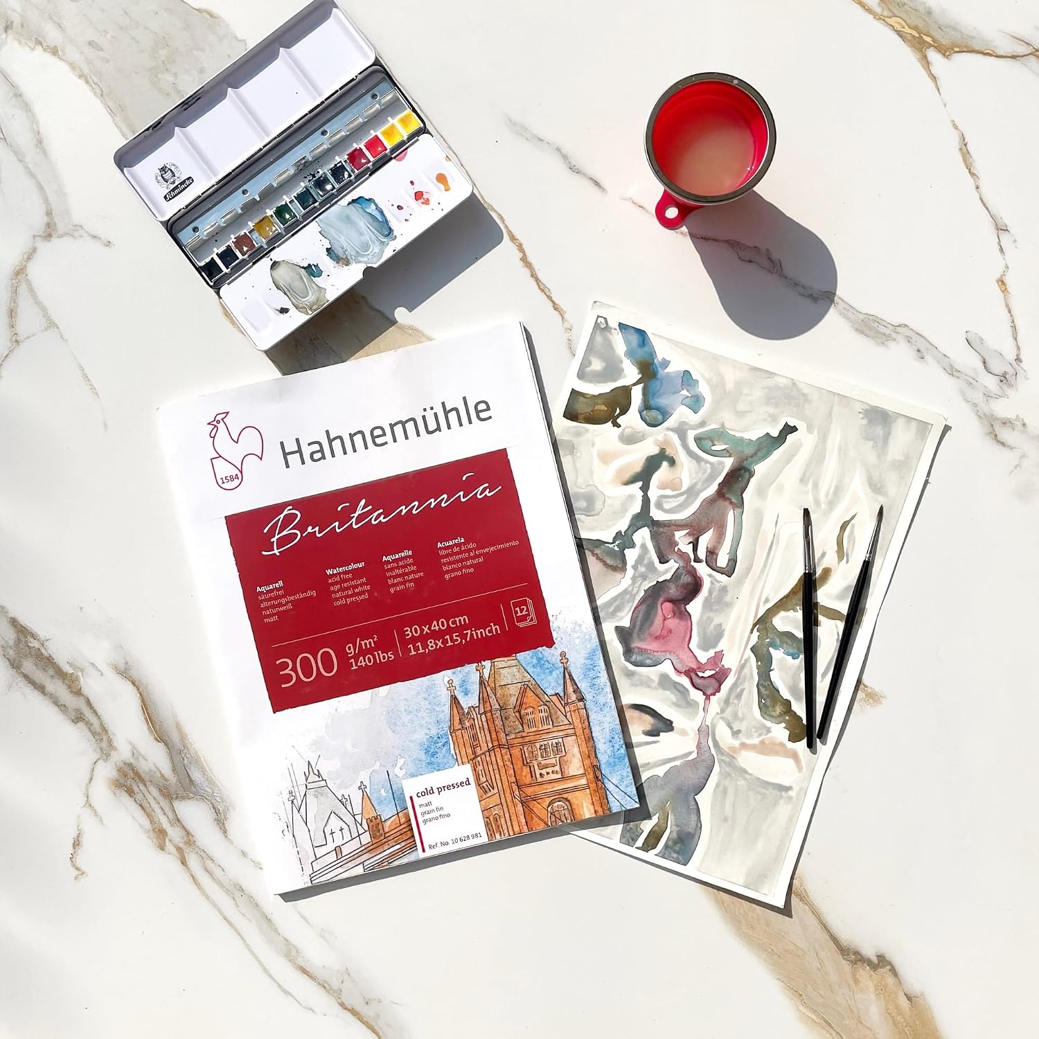 HAHNEMÜHLE — Bloc papier aquarelle 24 x 32 cm 300 g/m² – Image 2