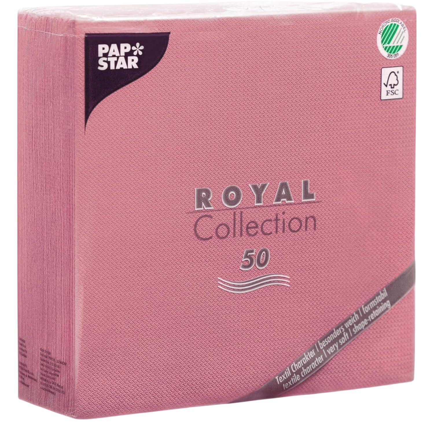 PAPSTAR — Serviettes en papier roses 20 x 20 cm