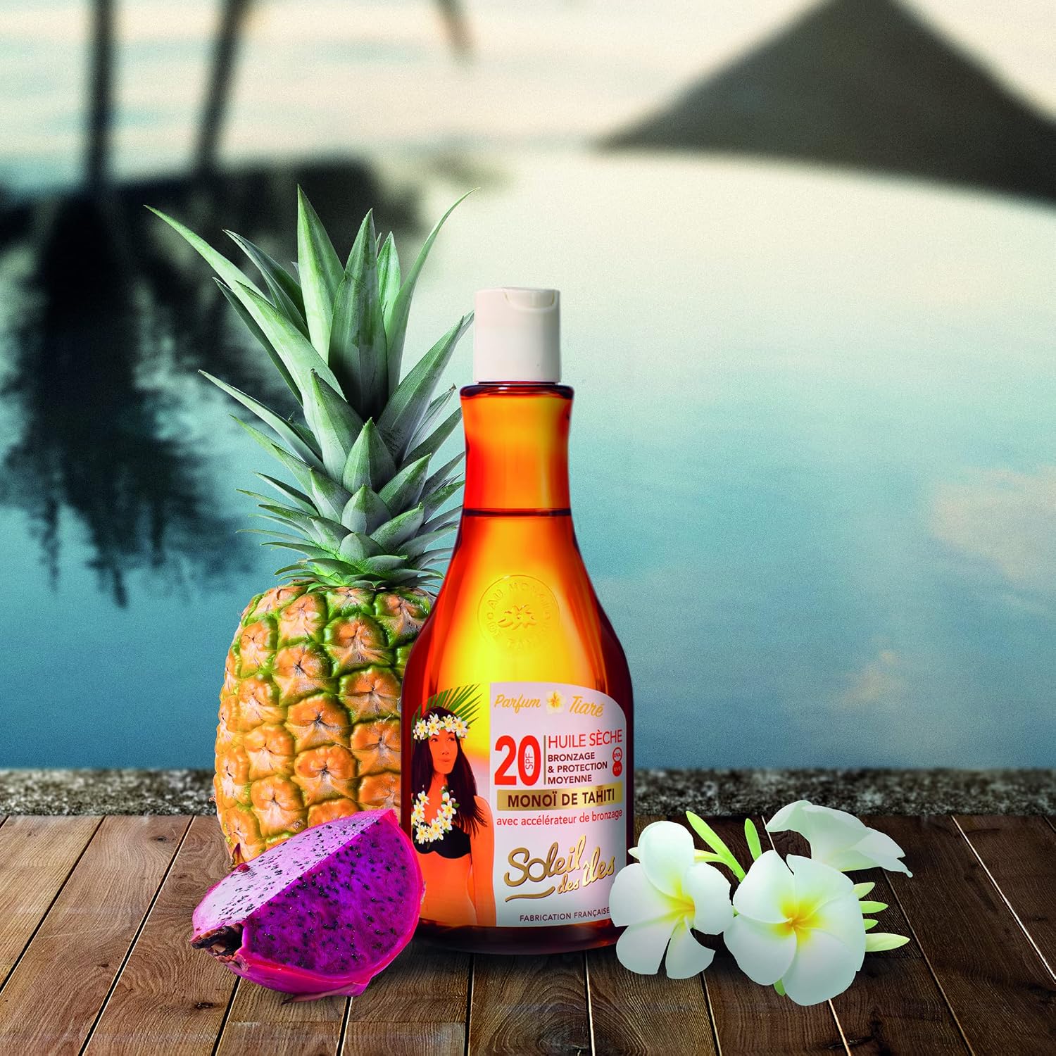 Soleil des Îles | Huile sèche - Bronzage et Protection - SPF 20 - Parfums Fleurs de Tiaré - Fabriqué en France – Image 3