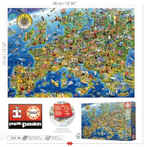 Alternative view of EDUCA — Puzzle 500 pièces La Folle Carte d'Europe