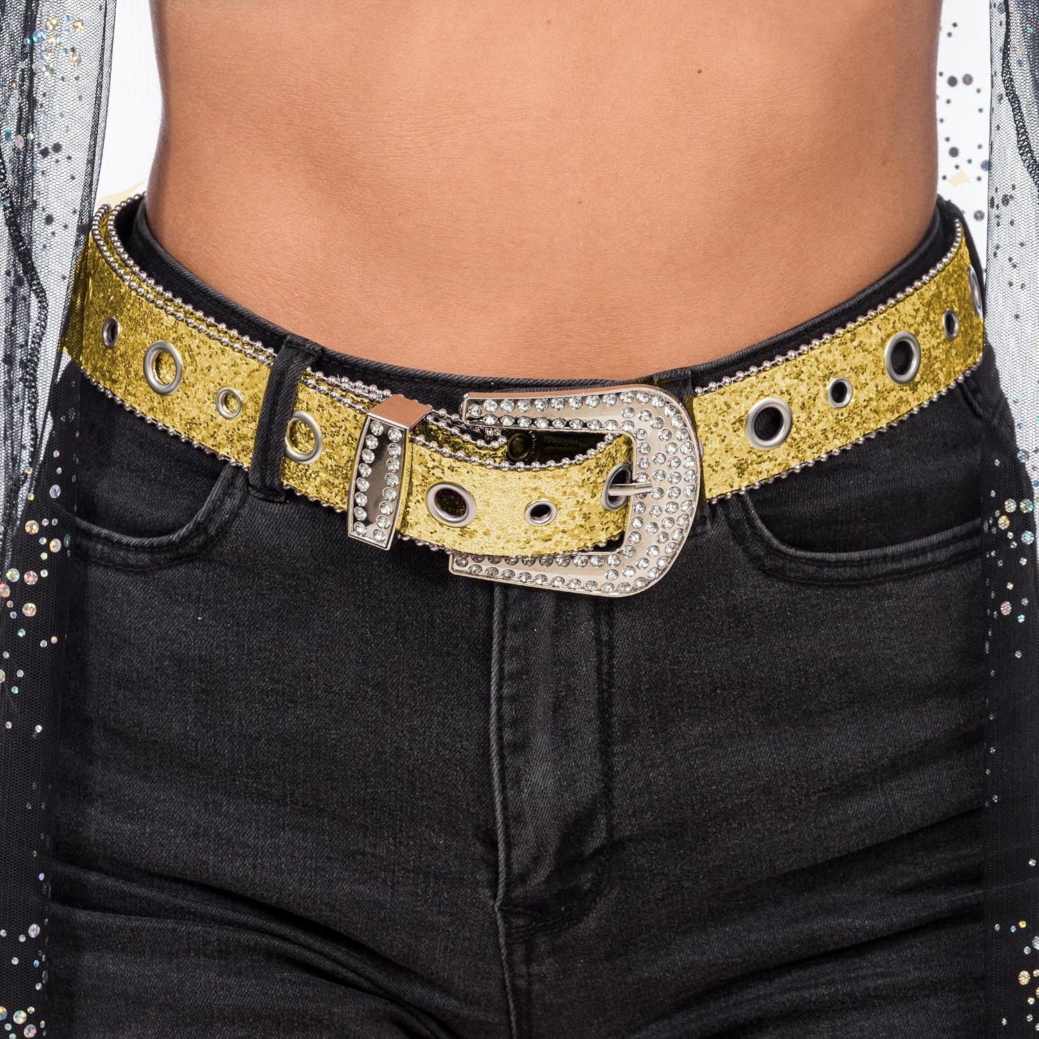 CHAKS — Ceinture femme strass 120 cm