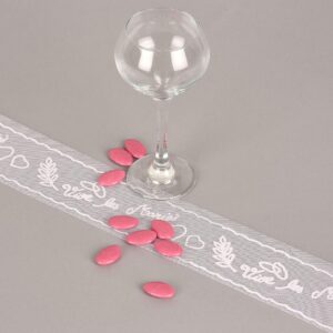 Alternative view of VIVE LES MARIÉS — Rouleau de tulle blanc 8 cm x 10 m