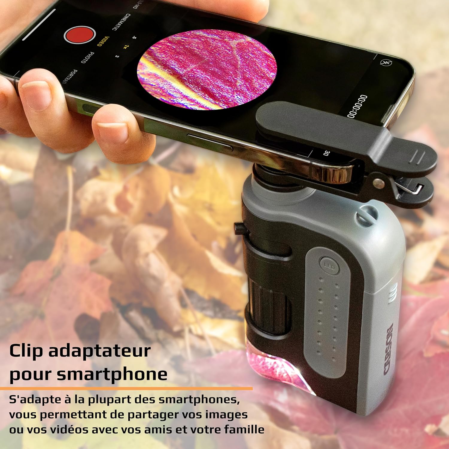 CARSON MicroBrite Pro — Microscope de poche LED avec clip smartphone – Image 5