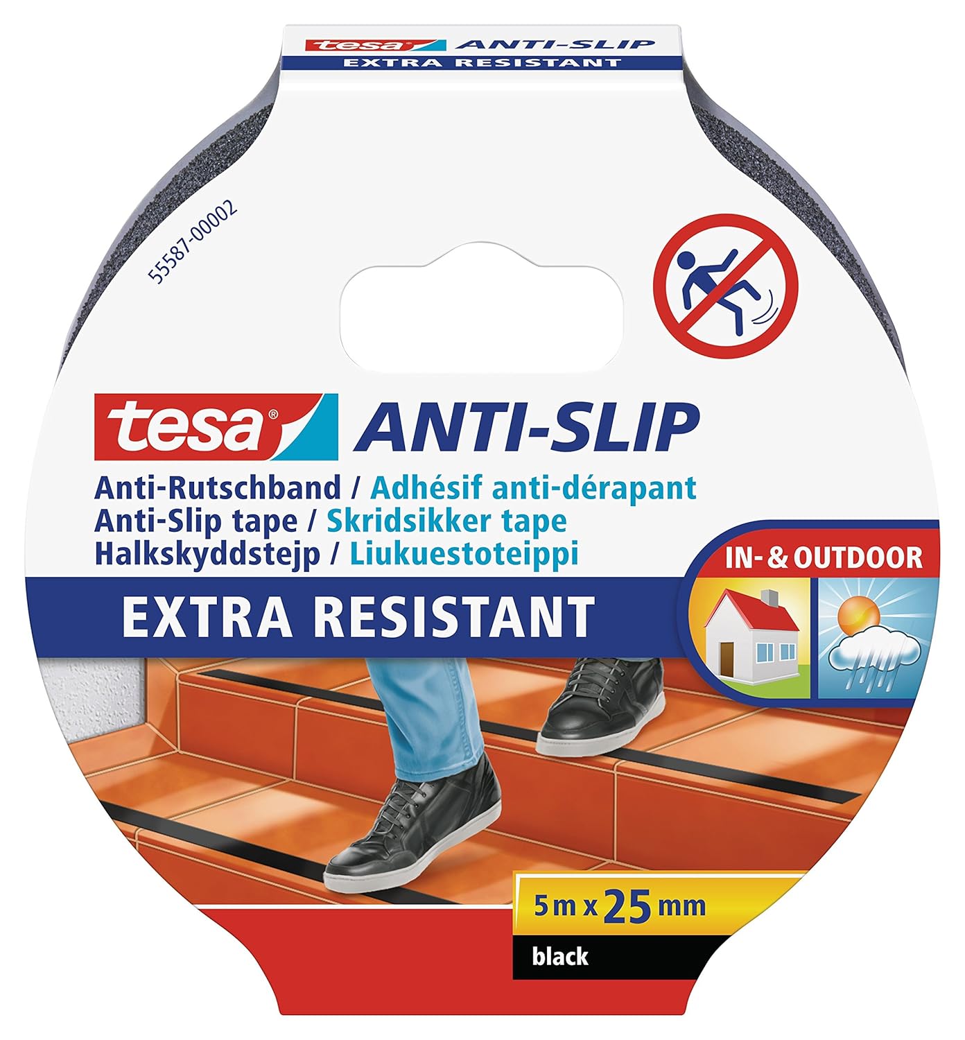 TESA — Ruban adhésif antidérapant noir 5 m x 25 mm