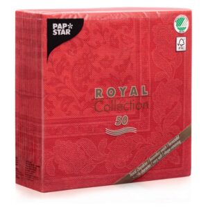 PAPSTAR Royal Collection — Lot de 50 serviettes rouges 40 x 40 cm