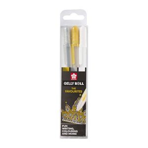 SAKURA Gelly Roll — Set de 3 stylos gel or argent blanc