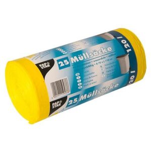 25 sacs poubelle — PEHD 120 L 110 x 70 cm jaunes