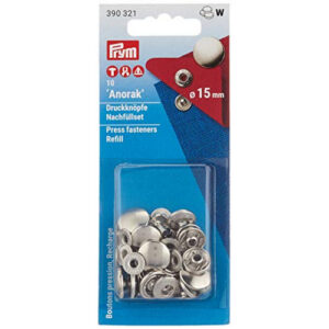 PRYM — Recharges boutons-pression Anorak 15 mm argentés