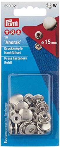 PRYM — Recharges boutons-pression Anorak 15 mm argentés