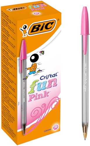 BIC Cristal Fun — Stylos-bille pointe large 1,6 mm rose x20