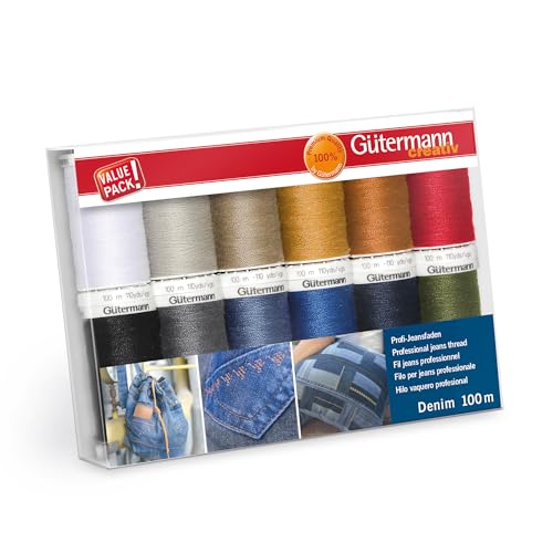 GÜTERMANN creativ — Set de 12 bobines de fil jeans 100 m