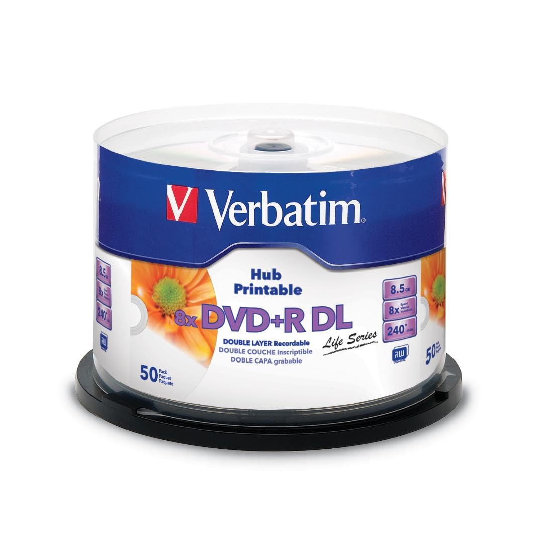 VERBATIM — DVD+R DL 8,5 Go 8x imprimable blanc, 50 pièces