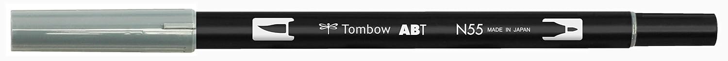 TOMBOW ABT-N55 — Feutre pinceau à 2 pointes gris – Image 6