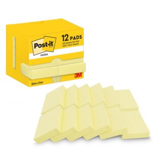 POST-IT — Notes autocollantes 12 blocs 38 x 51 mm jaune pastel