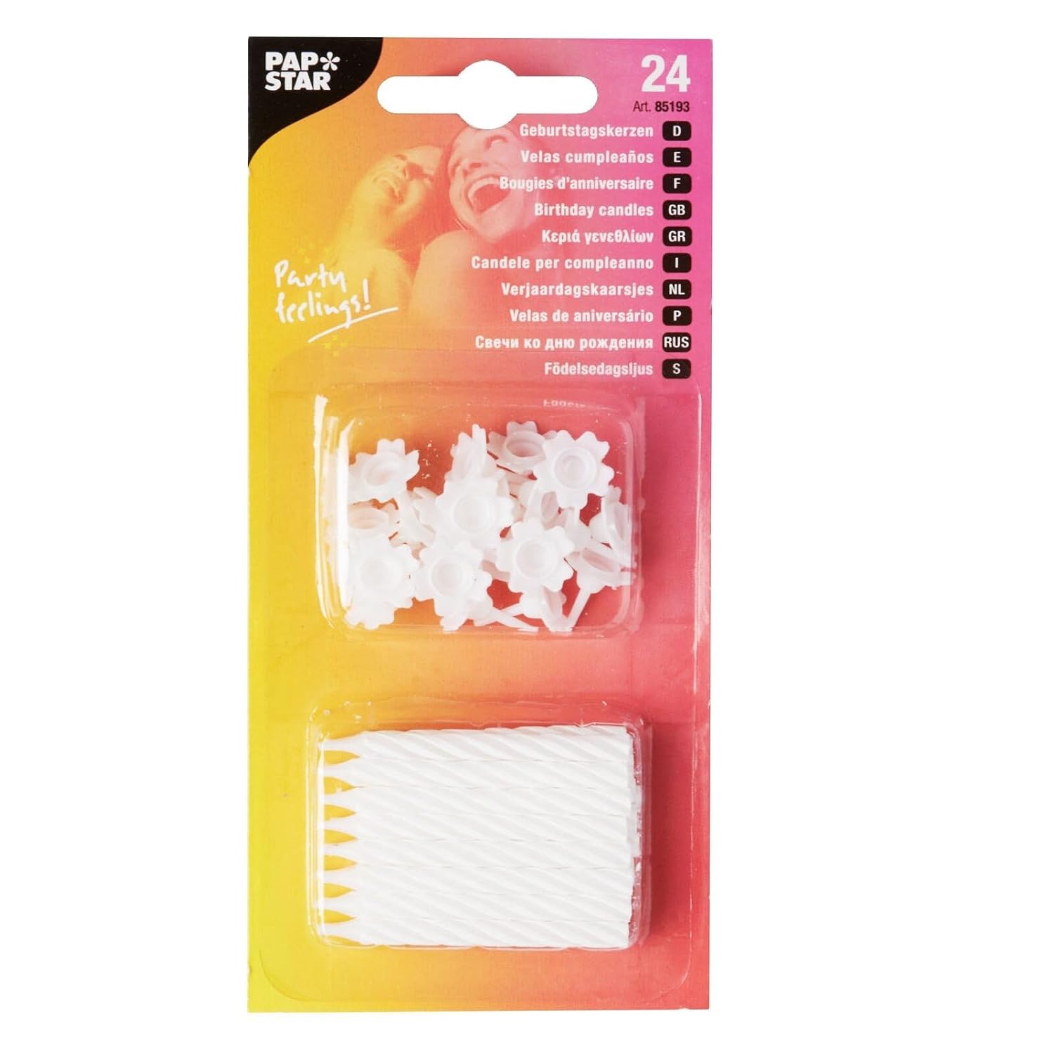 PAPSTAR — Lot de 24 bougies d'anniversaire 6 cm blanches