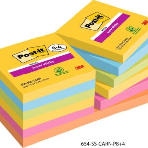 POST-IT Super Sticky — Notes autocollantes 12 blocs 76 x 76 mm