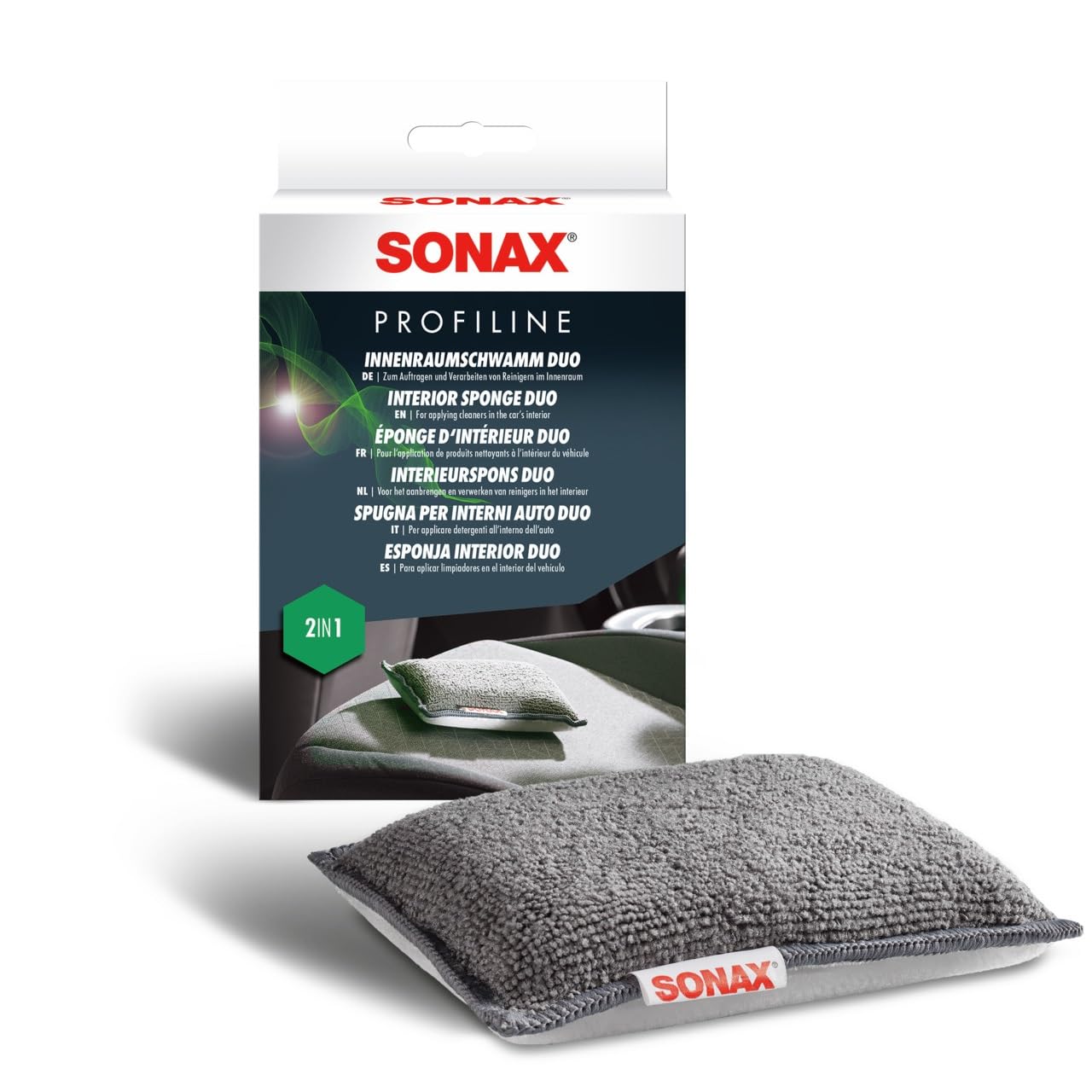 SONAX — Éponge d’intérieur Duo pour nettoyage voiture