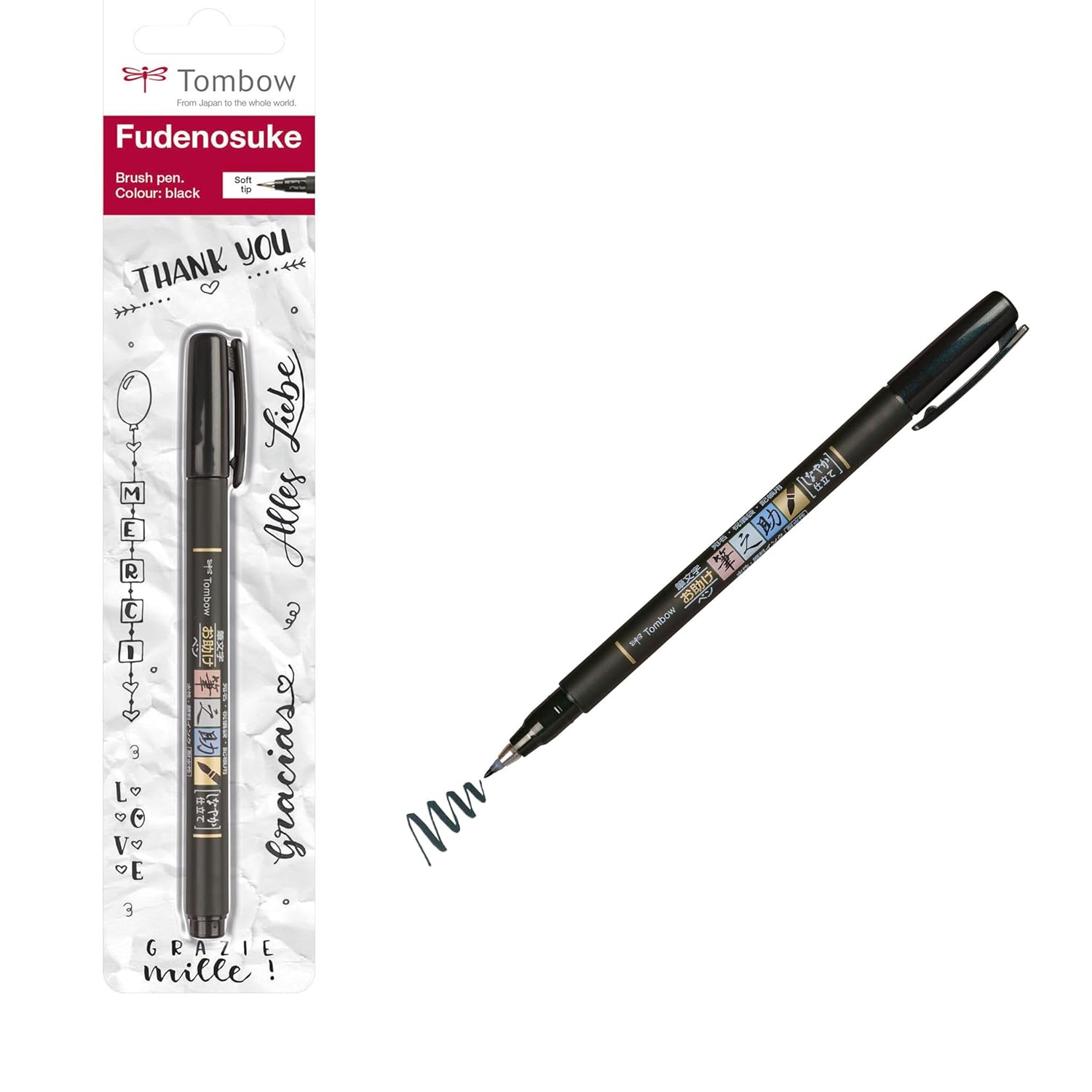 TOMBOW Fudenosuke — Stylo-feutre pointe souple noir