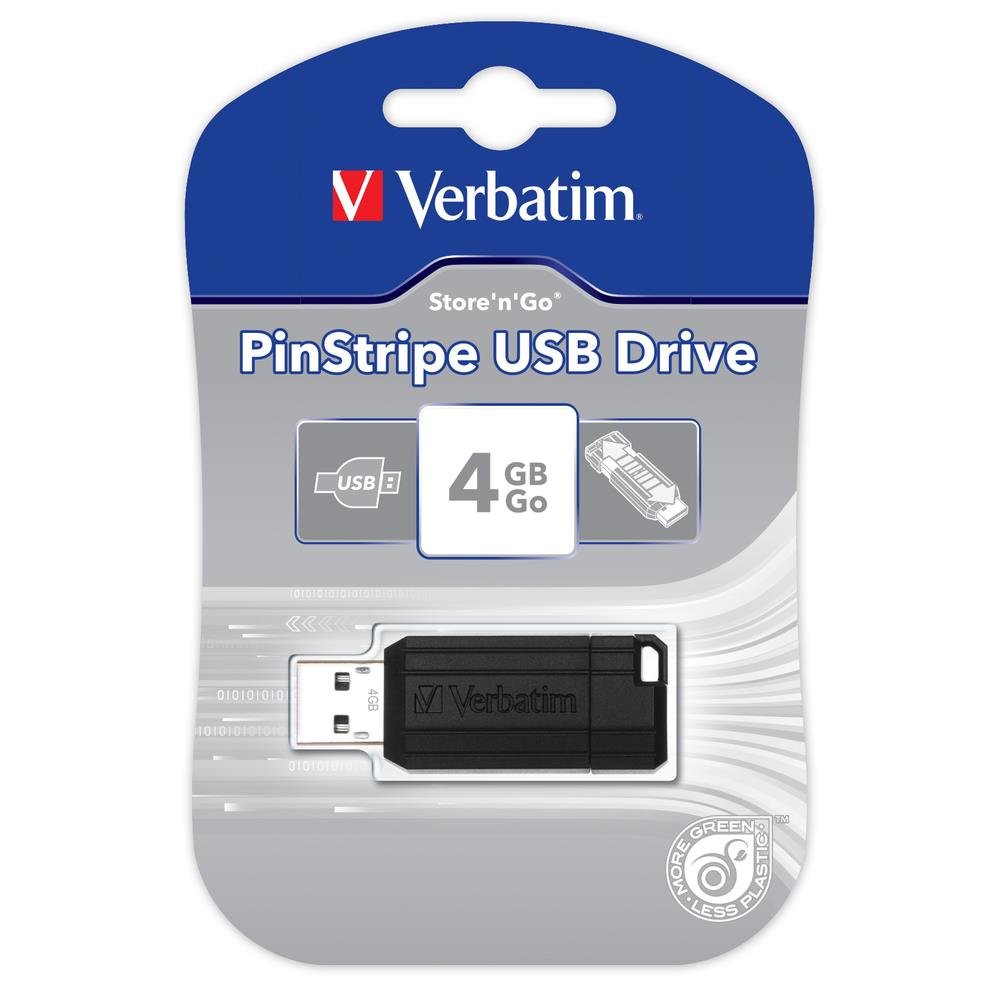 VERBATIM PinStripe — Clé USB 2.0 4 Go noire