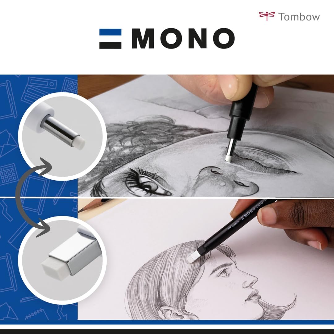 TOMBOW MONO ZERO — Crayon gomme blanc/bleu/noir – Image 6