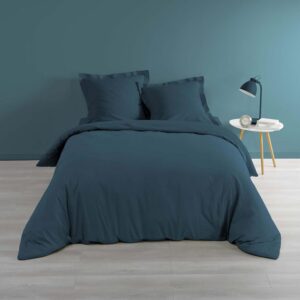DOUCEUR D'INTÉRIEUR — Housse de couette percale bleu 240 x 220 cm